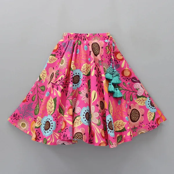 Multicolour_Floral_Printed_Pink_Top_And_Lehenga_Set
