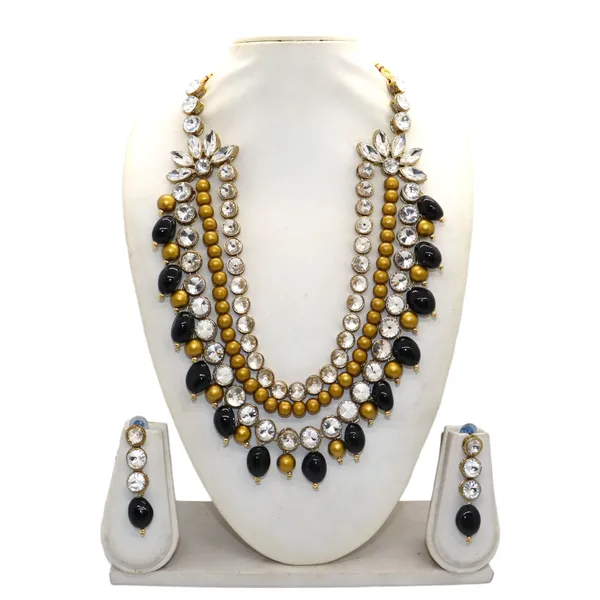 Three_Layer_Antique_Black_Beads_And_Alloy_Copper_Jewellery_Set_For_Women