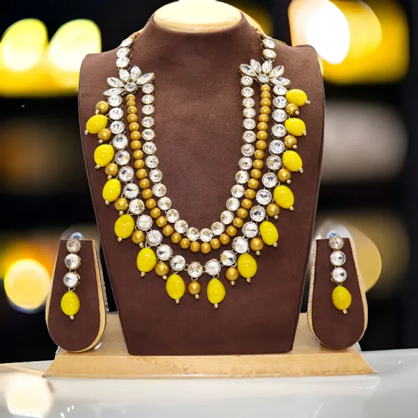 Three_Layer_Antique_Yellow_Beads_And_Alloy_Copper_Jewellery_Set_For_Women