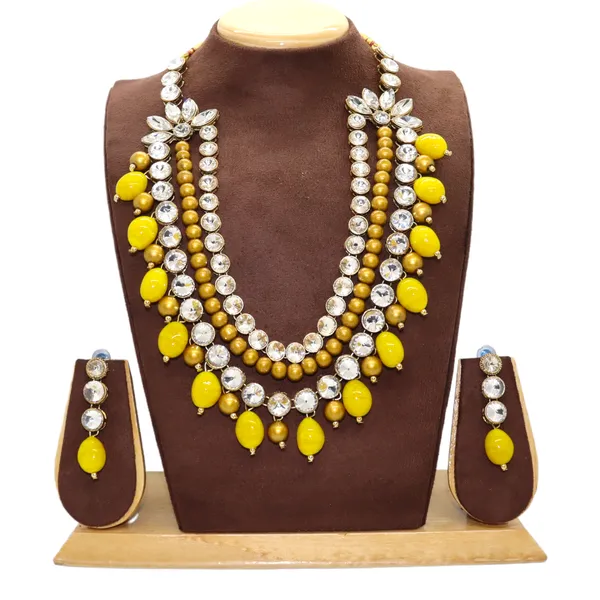 Three_Layer_Antique_Yellow_Beads_And_Alloy_Copper_Jewellery_Set_For_Women