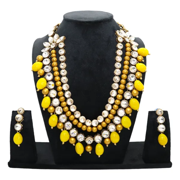 Three_Layer_Antique_Yellow_Beads_And_Alloy_Copper_Jewellery_Set_For_Women