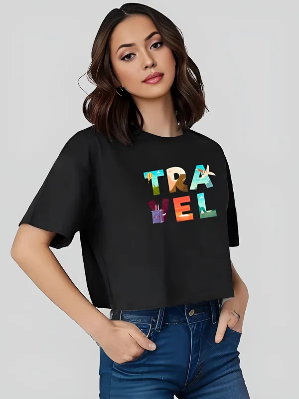 Black_Travel_Typography_Printed_Crop_Oversized_T-Shirt_For_Women