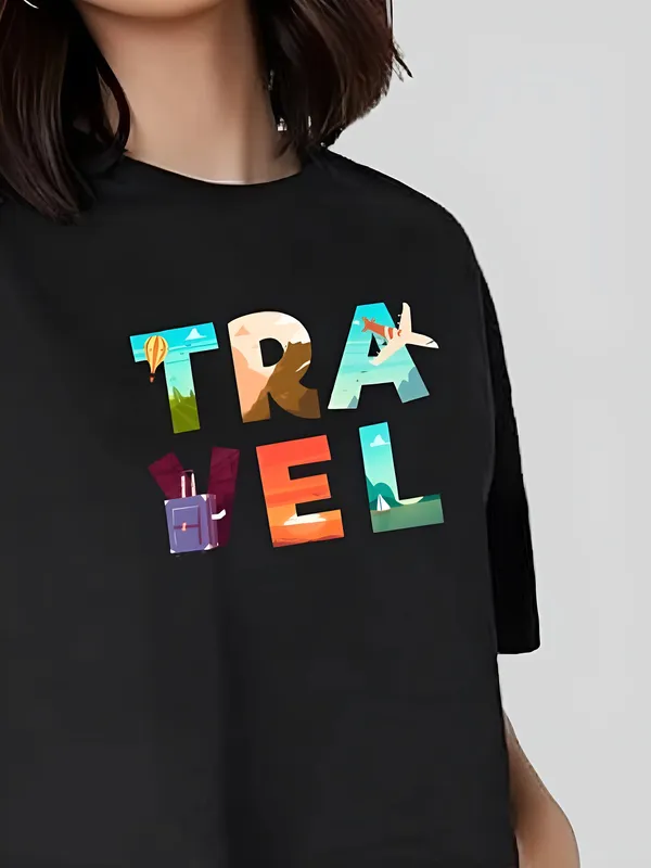 Black_Travel_Typography_Printed_Crop_Oversized_T-Shirt_For_Women
