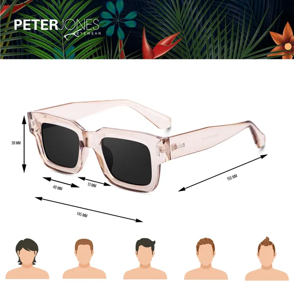 Transparent_Brown_Large_Square_UV/UB_Protected_Sunglasses_(3688TBW)_-_For_Unisex