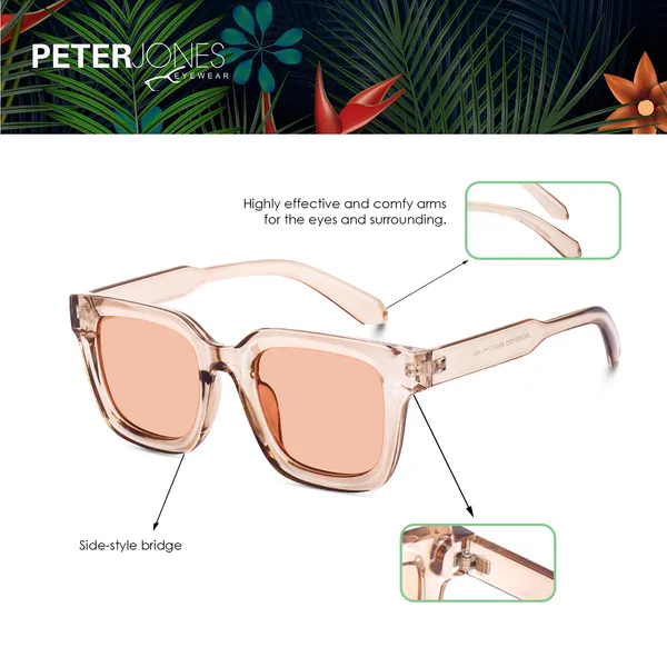 Transparent_Brown_Large_Square_UV/UB_Protected_Sunglasses_(3803TBW)_-_For_Unisex