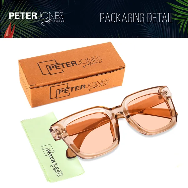 Transparent_Brown_Large_Square_UV/UB_Protected_Sunglasses_(3803TBW)_-_For_Unisex
