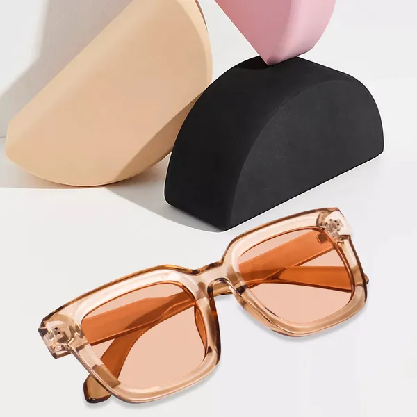 Transparent_Brown_Large_Square_UV/UB_Protected_Sunglasses_(3803TBW)_-_For_Unisex
