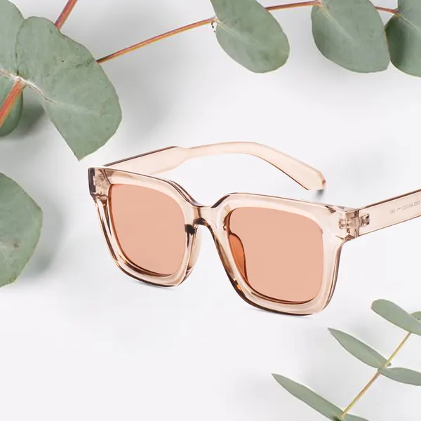 Transparent_Brown_Large_Square_UV/UB_Protected_Sunglasses_(3803TBW)_-_For_Unisex
