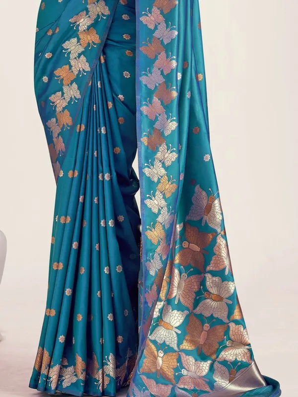 Blue_Soft_Banarasi_Silk_Saree_With_Blouse_Piece_For_Women
