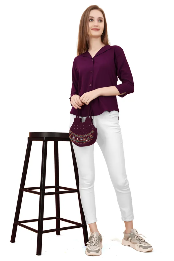 Purple_Poly_Crepe_Shirts_For_Women