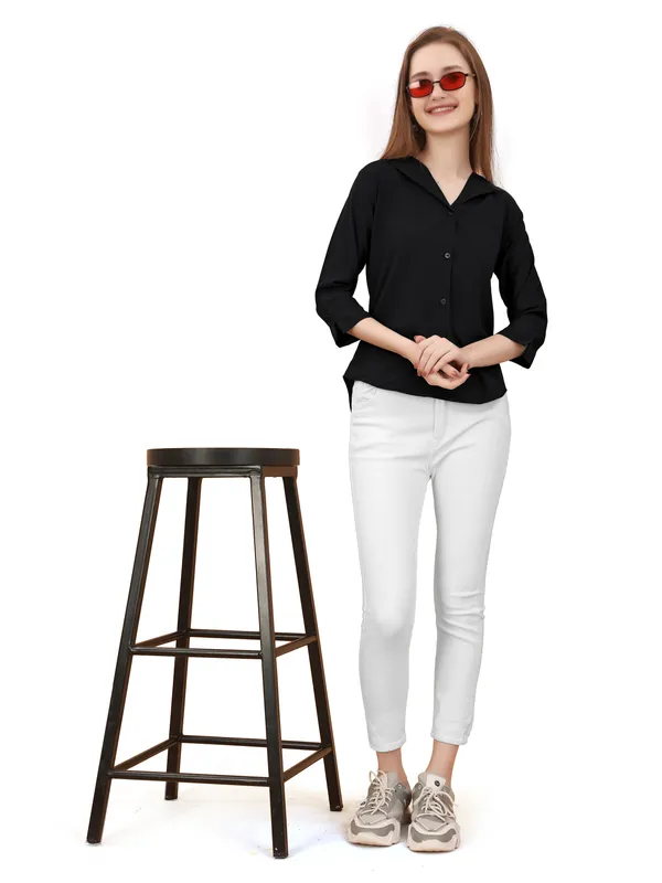 Black_Poly_Crepe_Shirts_For_Women