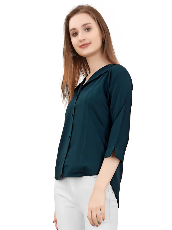 Teal_Poly_Crepe_Shirts_For_Women
