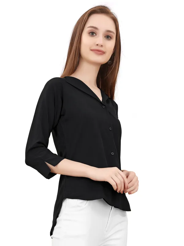 Black_Poly_Crepe_Shirts_For_Women