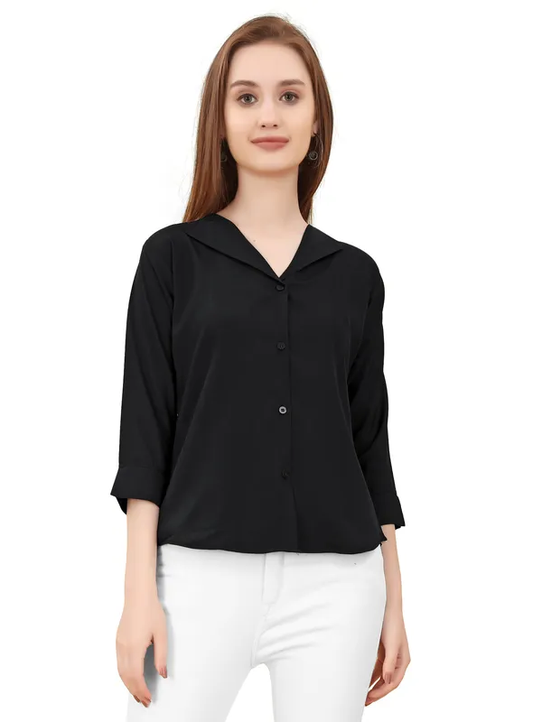 Black_Poly_Crepe_Shirts_For_Women