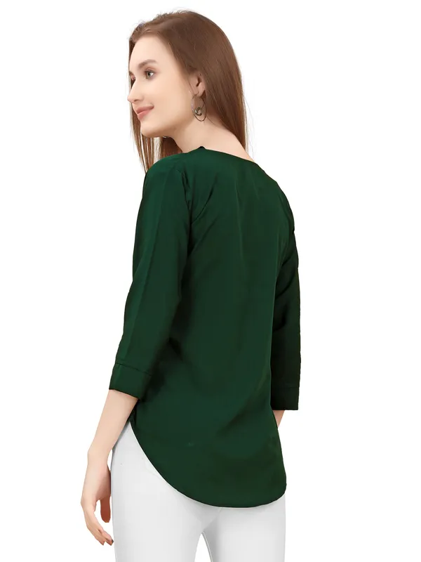 Dark_Green_Poly_Crepe_Shirts_For_Women