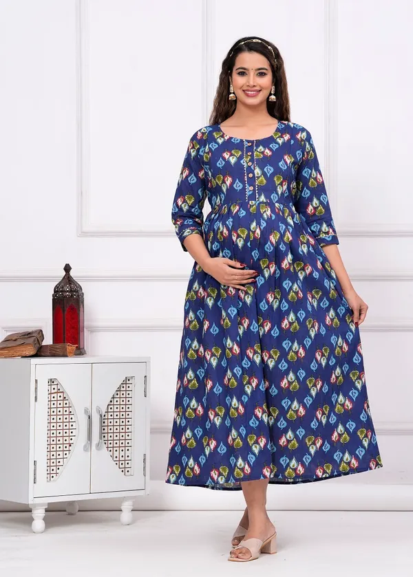 Tringal_Floral_Cotton_Printed_Maternity_And_Feeding_Kurti_Combo_Of_2