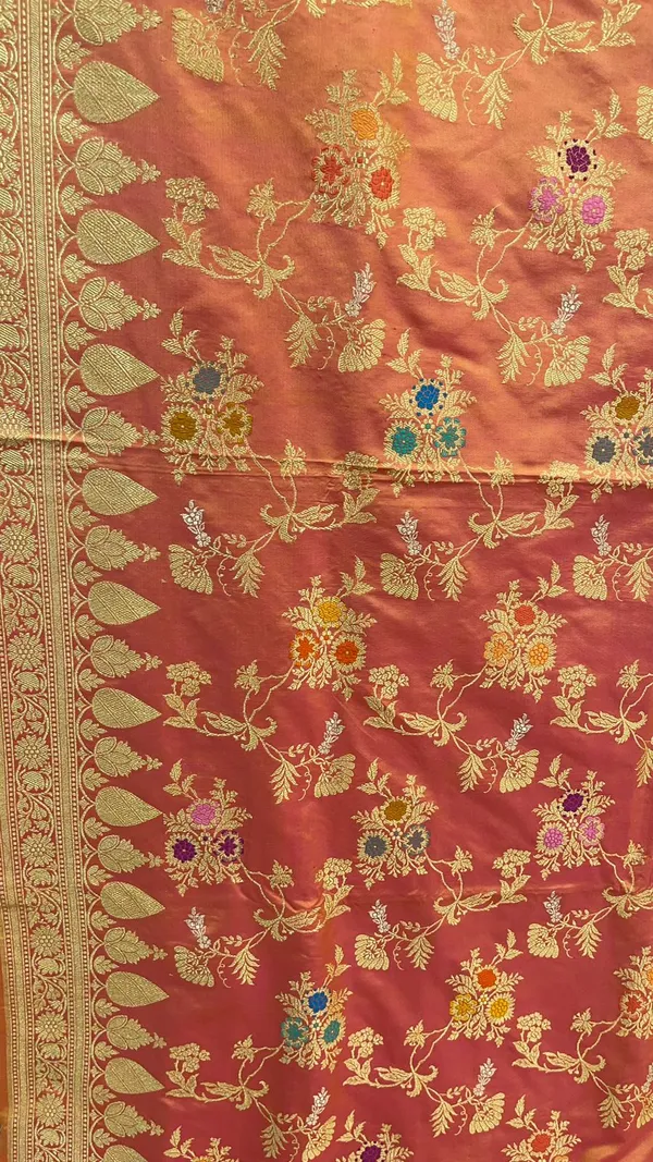 Humairah_Pure_Silk_Handloom_Unveils_Peach_Ektara_Dhoop_Chav_Katan_Silk_Kadhua_Minakari_Floral_Jangla_Jaal_with_Peach_Stripe_Blouse_Saree