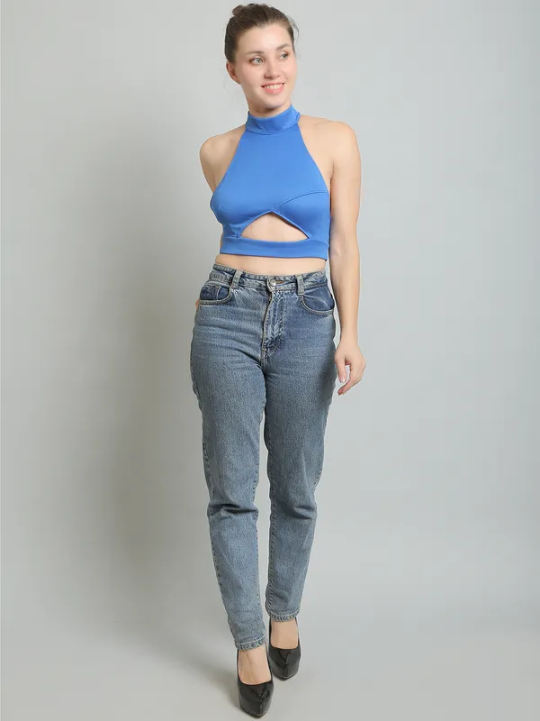 Mock_Neck_Cut_Out_Front_Vertical_Strappy_Back_Sleeveless__Short_Tee_Clubwear_Casual_Crop_Top_For_Women