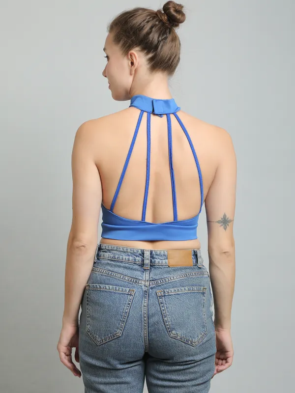 Mock_Neck_Cut_Out_Front_Vertical_Strappy_Back_Sleeveless__Short_Tee_Clubwear_Casual_Crop_Top_For_Women