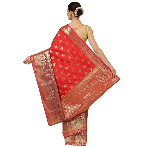 Red_Cotton_Blend_Banarasi_Sarees_For_Women