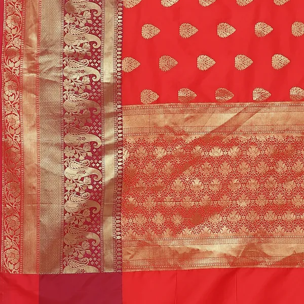 Red_Cotton_Blend_Banarasi_Sarees_For_Women