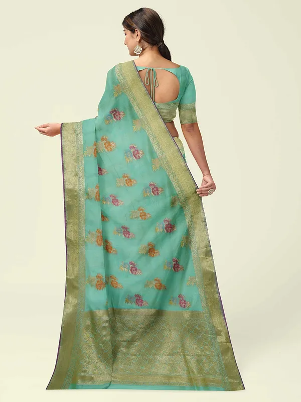 Sea_Green_Cotton_Silk_Banarasi_Sarees_For_Women