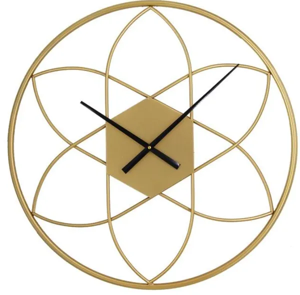Flower_Golden_Iron_Premium_&_Elegant_Rust_Free_Wallclock_Of_(24_X_24)_In