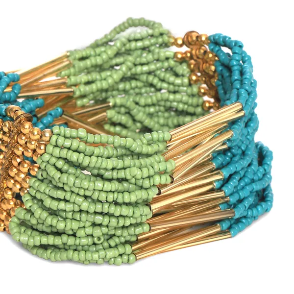 Turqouise_And_Light_Green_Shiny_Strecth_Bracelet_For_Women