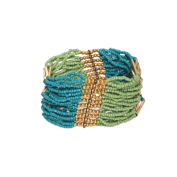 Turqouise_And_Light_Green_Shiny_Strecth_Bracelet_For_Women