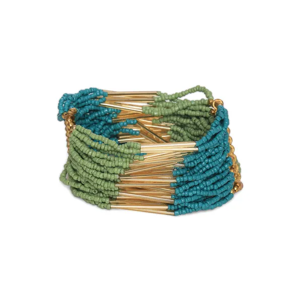 Turqouise_And_Light_Green_Shiny_Strecth_Bracelet_For_Women