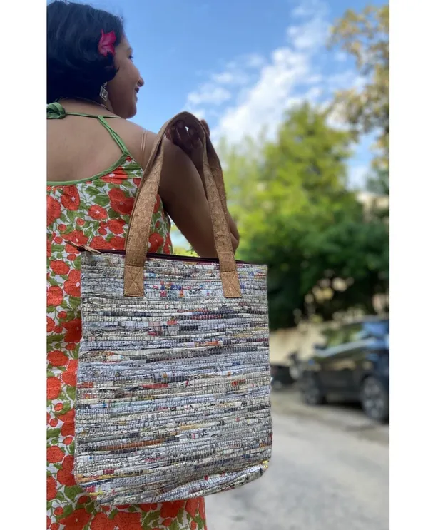 Hand_Stitched_And_Upcycled_Newspaper_Tote_Bag_|_100%_Environment_Friendly