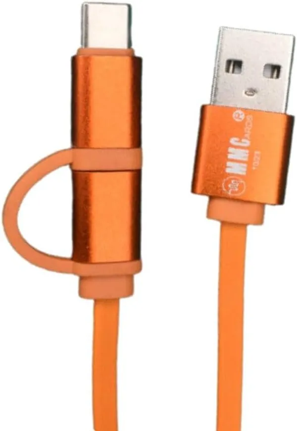 Usb_&_Type_C_Cable_3.1A_Speed_Multi_Charging_Cable_2_In_1_Length1000Mm_Silicone_Wire_Multiple_Usb_Fast_Charging_Cable_For_Android_And_Type_C_Devices_Usb_Port_Compatible_To_All_Android