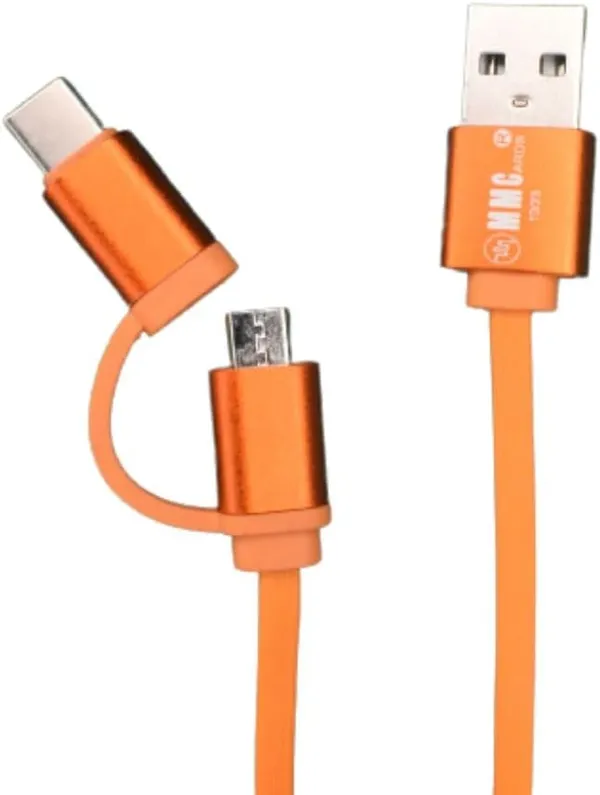 Usb_&_Type_C_Cable_3.1A_Speed_Multi_Charging_Cable_2_In_1_Length1000Mm_Silicone_Wire_Multiple_Usb_Fast_Charging_Cable_For_Android_And_Type_C_Devices_Usb_Port_Compatible_To_All_Android