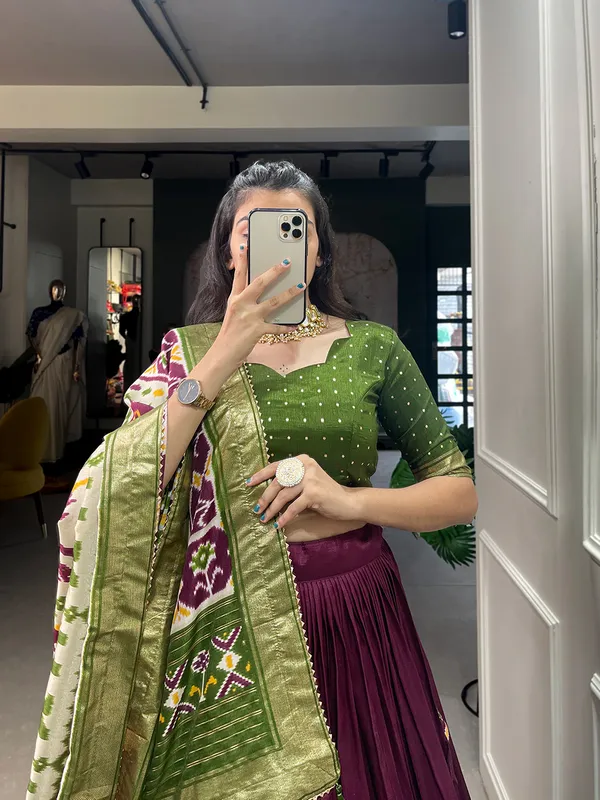 Wine_Dola_Silk_Patola_Print_Traditional_Lehenga_Choli_For_Women