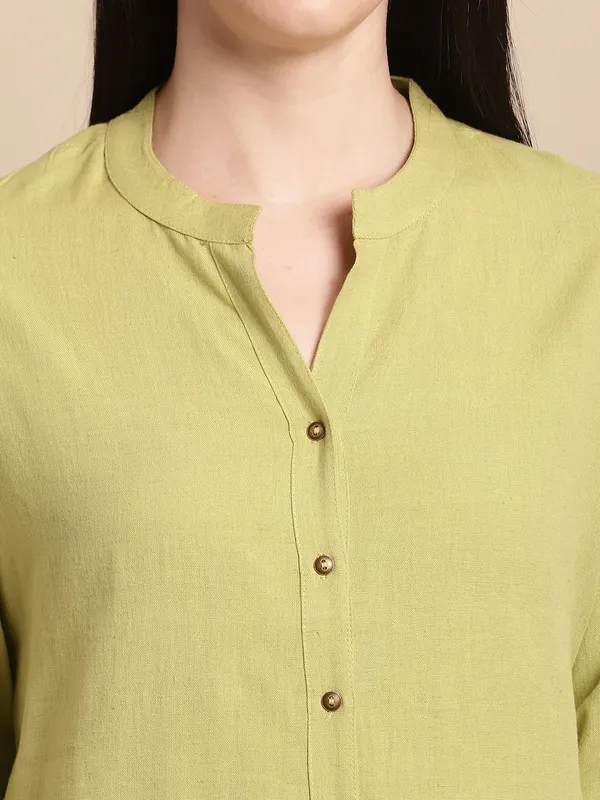 Green_Solid_Cotton_Short_Top_Kurti