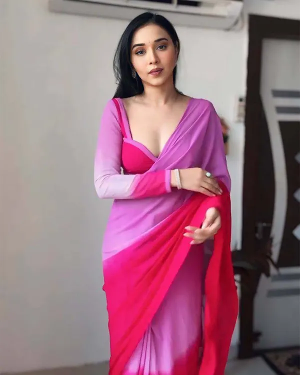 Calm_Pink_&_Pink_Colour_1-Minute_Ready_To_Wear_Georgette_Saree_With_Blouse_Piece