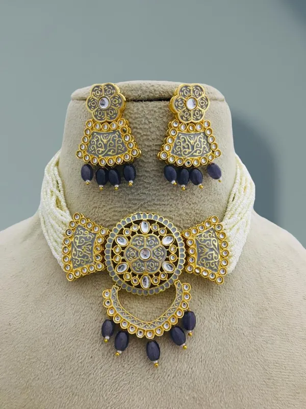 Unique_Grey_and_Gold_Elegance_Choker_Set