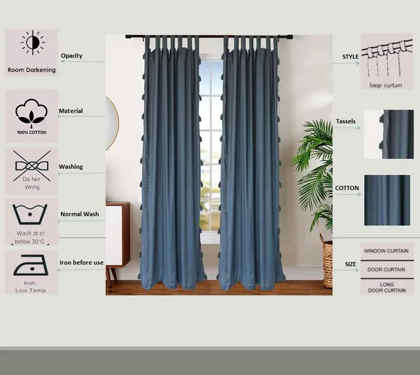 Pack_of_2_Cotton_Steel_Grey_Sheer_Summer_fun_Tassel_Tab_Top_Curtain_Set_for_Window_and_Door