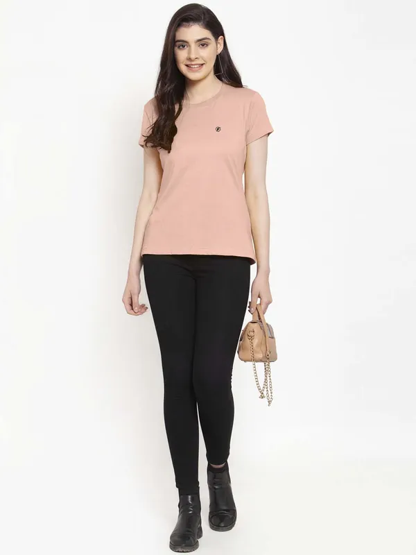 Pack_of_2_Maroon_&_Coral_Cotton_Round_Neck_Short_Sleeves_T-Shirt_For_Women