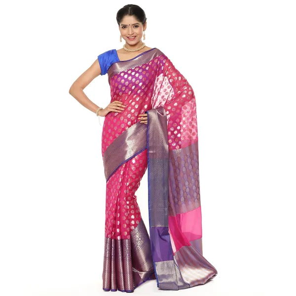 Pink_Kanchi_Silk/Brocade_Banarasi_Sarees_For_Women