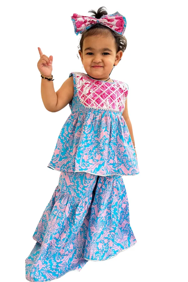 Blue_Cotton_Suit_And_Pant_Set_For_Girls