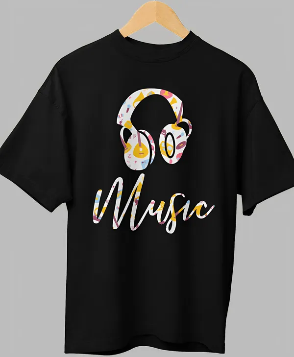 TOFFTEES_Premium_Black_Oversized_Music_Half_Sleeves_T-shirt_|_French_Terry_Fabric__(220_GSM)