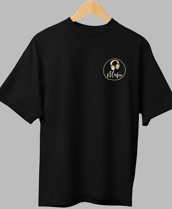 TOFFTEES_Premium_Black_Oversized_Music_Half_Sleeves_T-shirt_|_French_Terry_Fabric__(220_GSM)