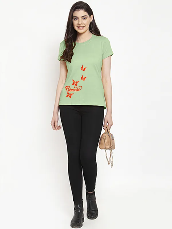 Sea_Green_Cotton_Princess_Print_Round_Neck_T-Shirt_For_Women
