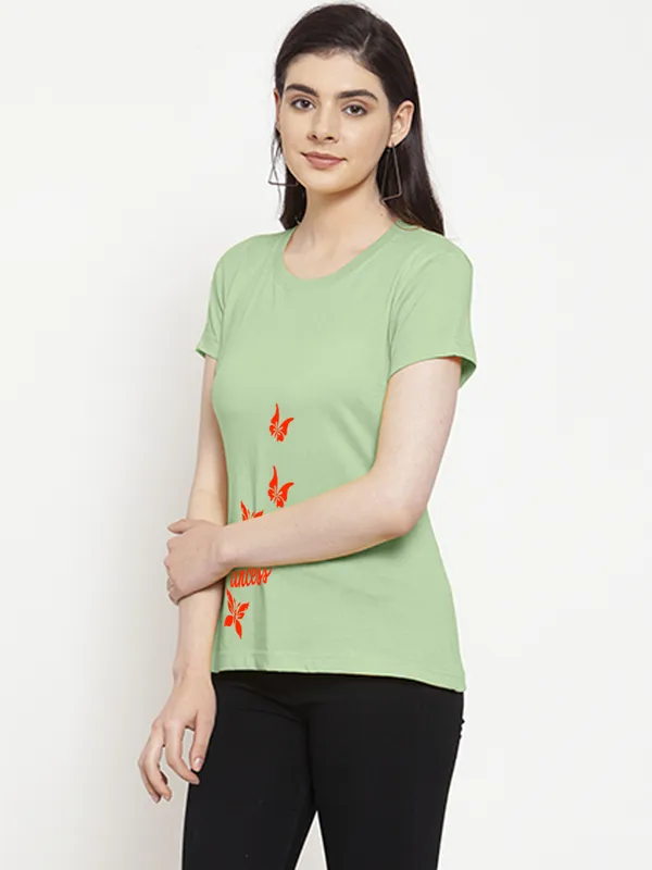 Sea_Green_Cotton_Princess_Print_Round_Neck_T-Shirt_For_Women
