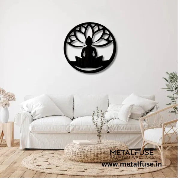 Metal_Wall_Art_for_Home_Decoration__|_Buddha_Lotus_Flower__|_Black