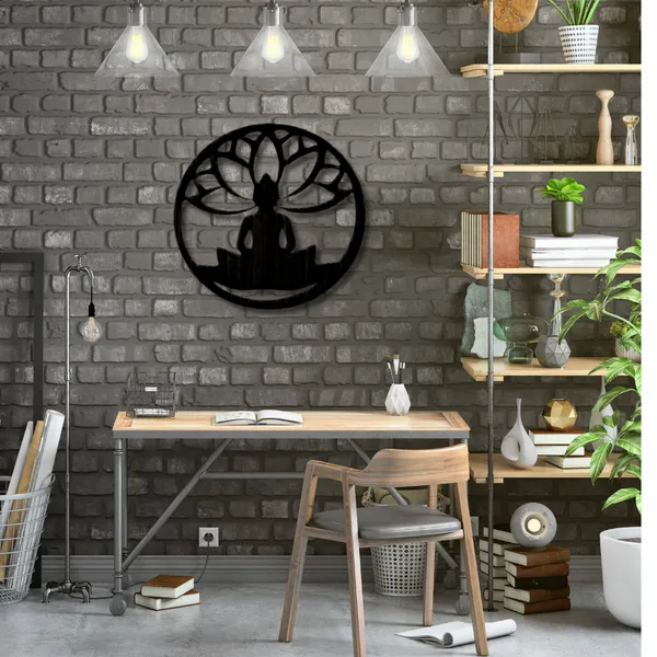 Metal_Wall_Art_for_Home_Decoration__|_Buddha_Lotus_Flower__|_Black