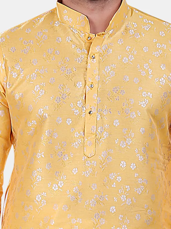 Floral_Print_Black_Jacquard_Sherwani_With_Paijama