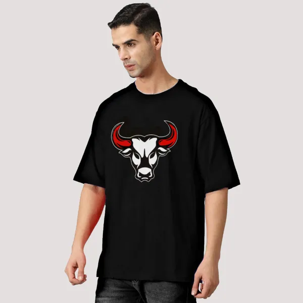 Black_Oversized_Printed_Half_Sleeve_Cotton_T-Shirt_For_Men