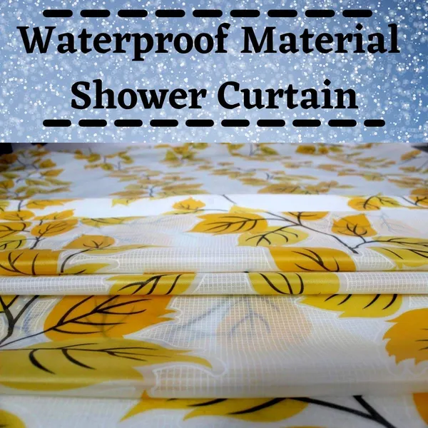 Printed_Leaf_Design_Waterproof_Shower_Curtain_for_Bathroom,_Curtain_with_8_Hooks_54_Inch_x_84_Inch,_Yellow_Color,_Pack_of_1